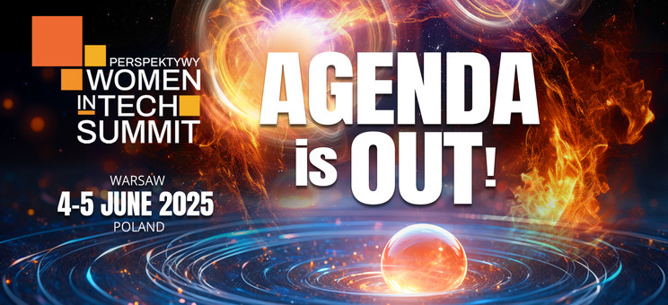 Grafika promująca wydarzenie - Perspektywy Woman in Tech Summit, Warsaw 4-5 June 2025 Poland, Agenda is Out!