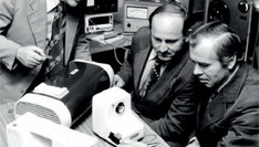 Developers o power regulators based on thick-layer electronic technology. From the left: W. Kalita, R. Borek, M. Kieras (1978)