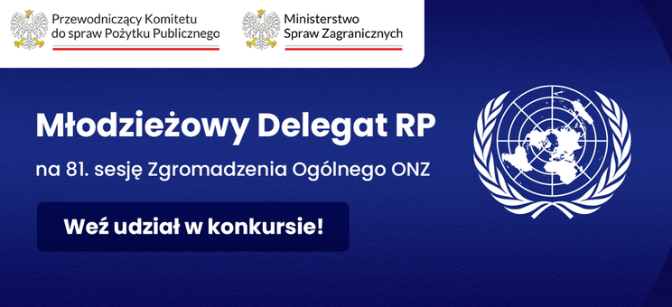 Grafika "Młodzieżowy Delegat RP na 81. sesję Zgromadzenia Ogólnego Narodów Zjednoczonych"