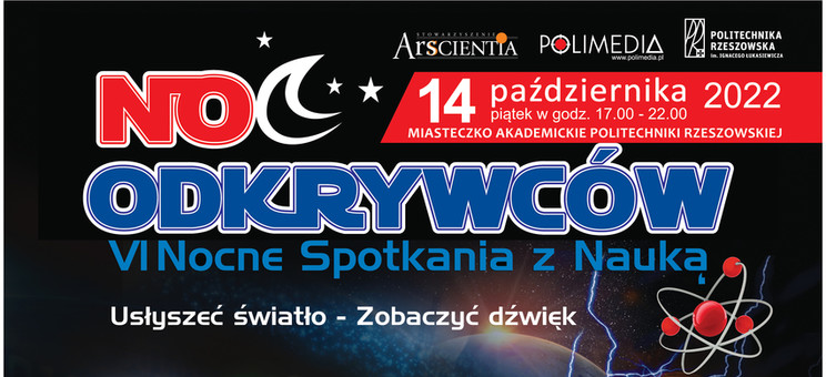 Plakat promujący wydarzenie "Noc Odkrywców"